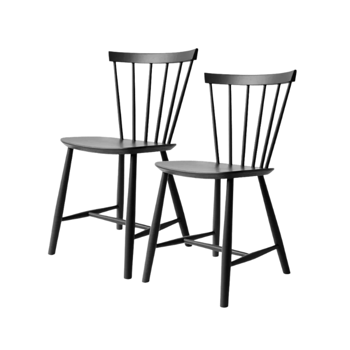J46 Dining Chair — Jet Black Painted Beech — Set of 2