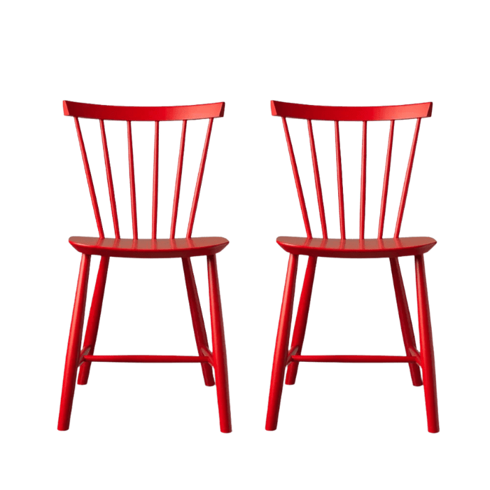 J46 Dining Chair — Mailbox Red Beech — Set of 2