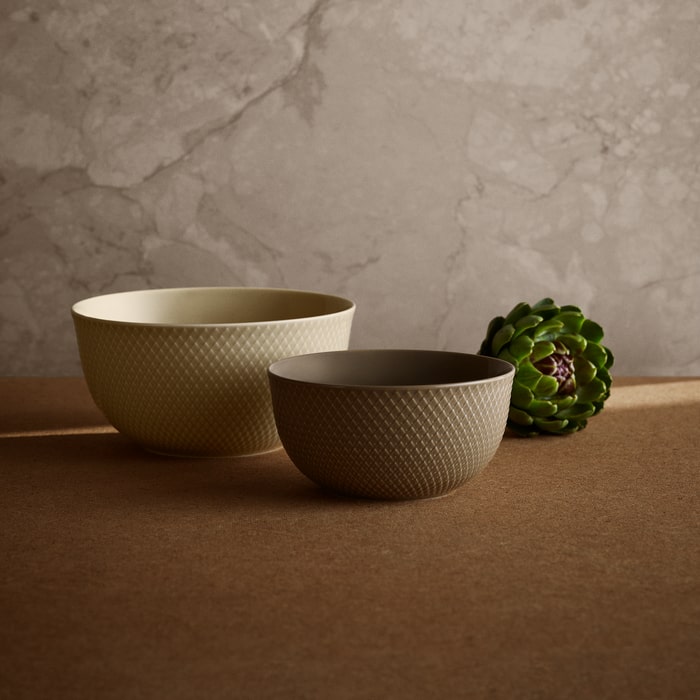 Lyngby Porcelaen Rhombe Earth Bowl — Clay 6.9"