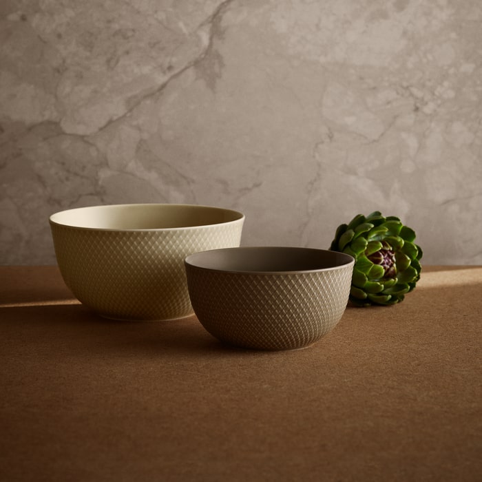 Lyngby Porcelaen Rhombe Earth Bowl — Marble 8.7"