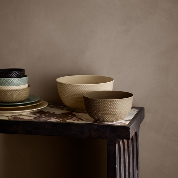Lyngby Porcelaen Rhombe Earth Bowl — Clay 6.9"