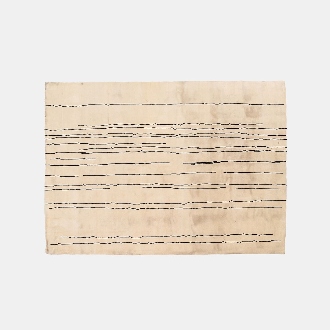 Cream and Black Woodlines Area Rug