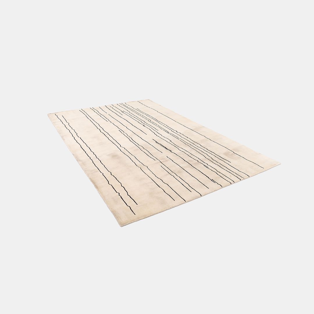 Cream and Black Woodlines Area Rug
