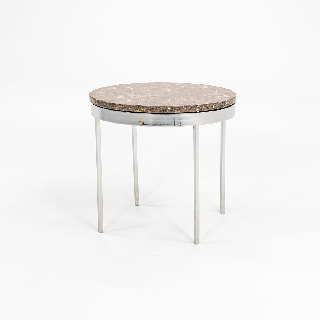 Round Steel and Marble Side Table