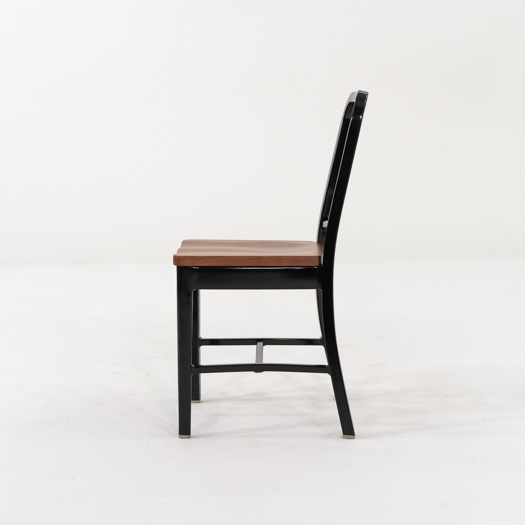 Navy Side Chair with Wood Seat