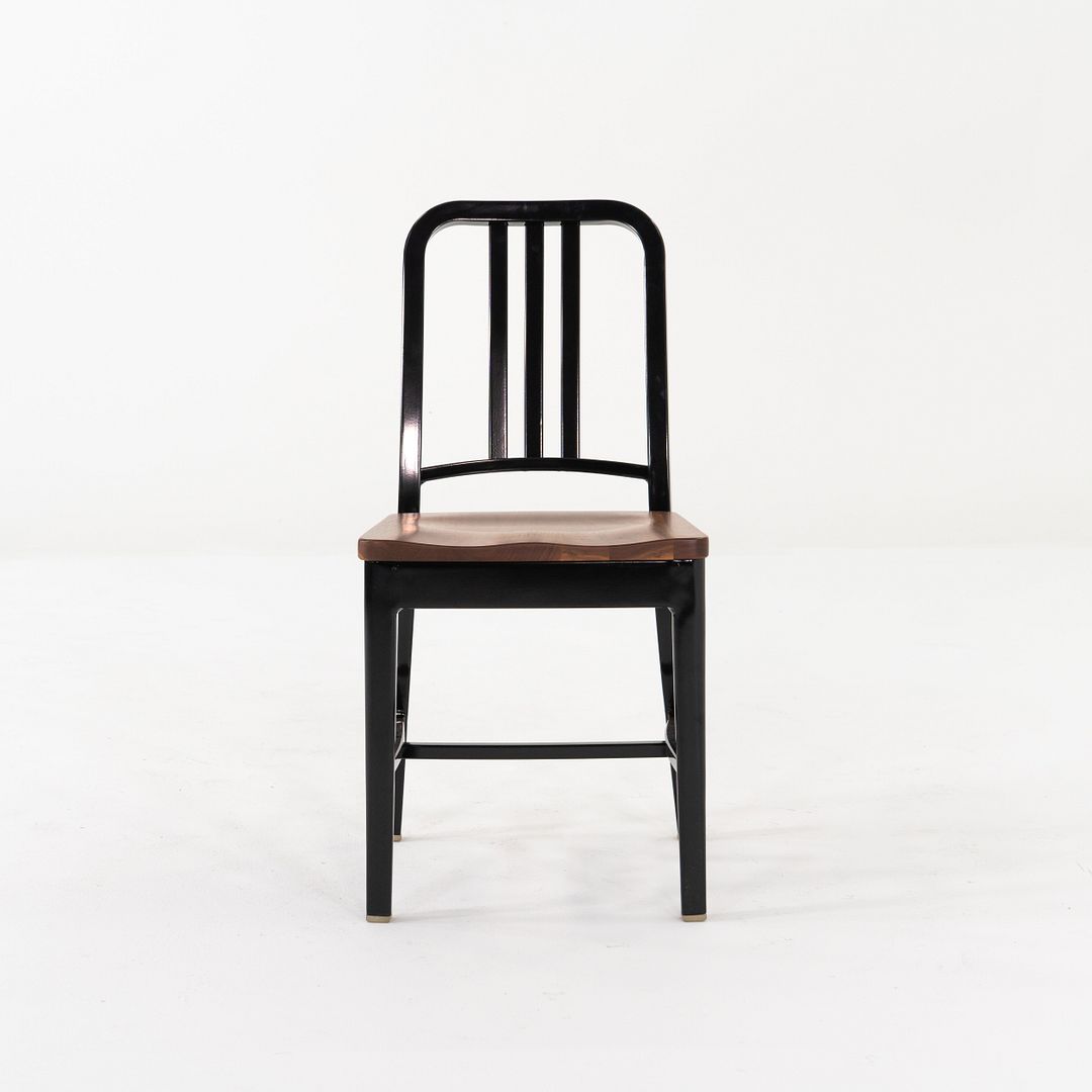 Navy Side Chair with Wood Seat