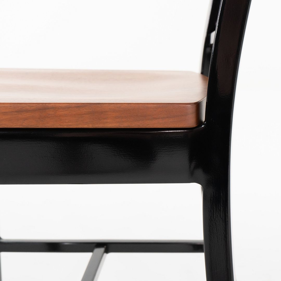 Navy Side Chair with Wood Seat