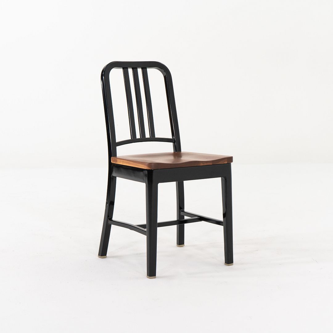 Navy Side Chair with Wood Seat