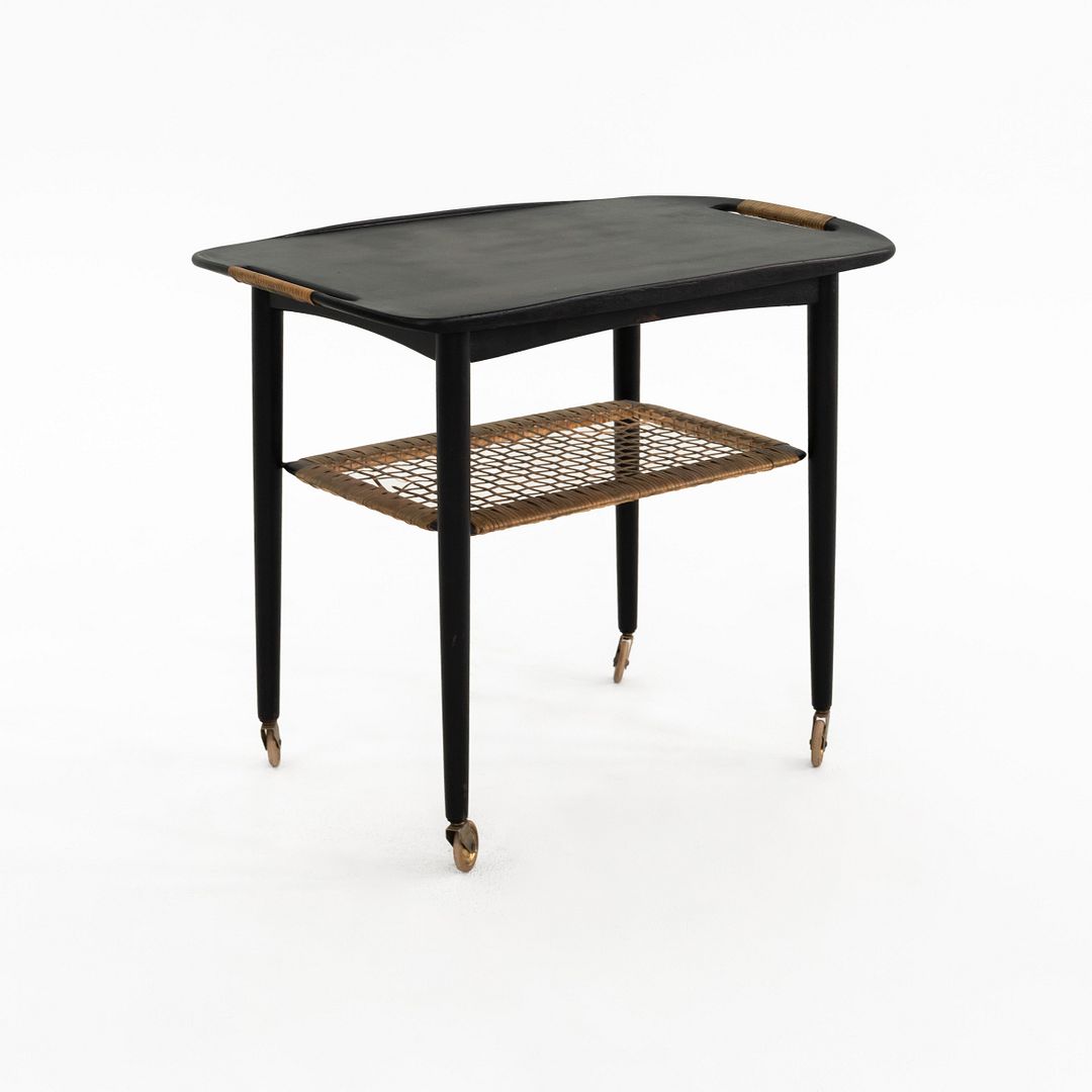 Danish Modern Two-Tiered Woven Bar Cart