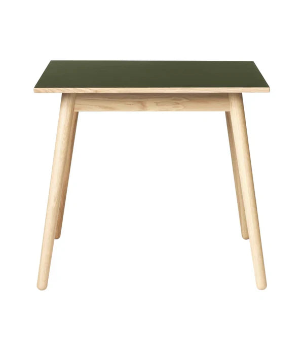 C35A Dining Table — Nature Lacquered Oak/Olive Green Linoleum