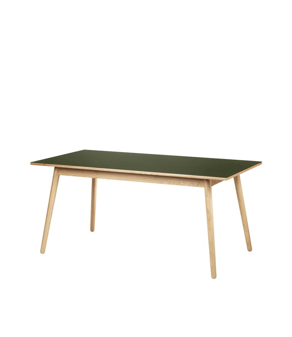 C35B Dining Table — Nature Lacquered Oak/Olive Green Linoleum