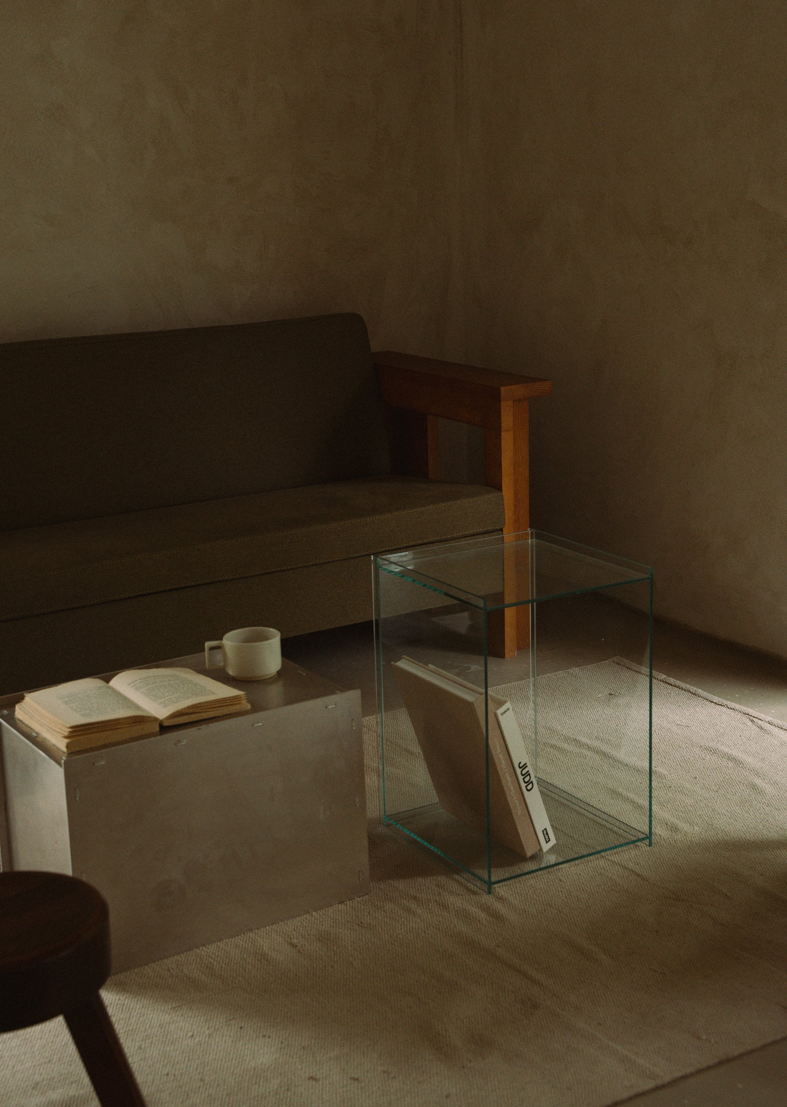 Rivet Box Table — Glass