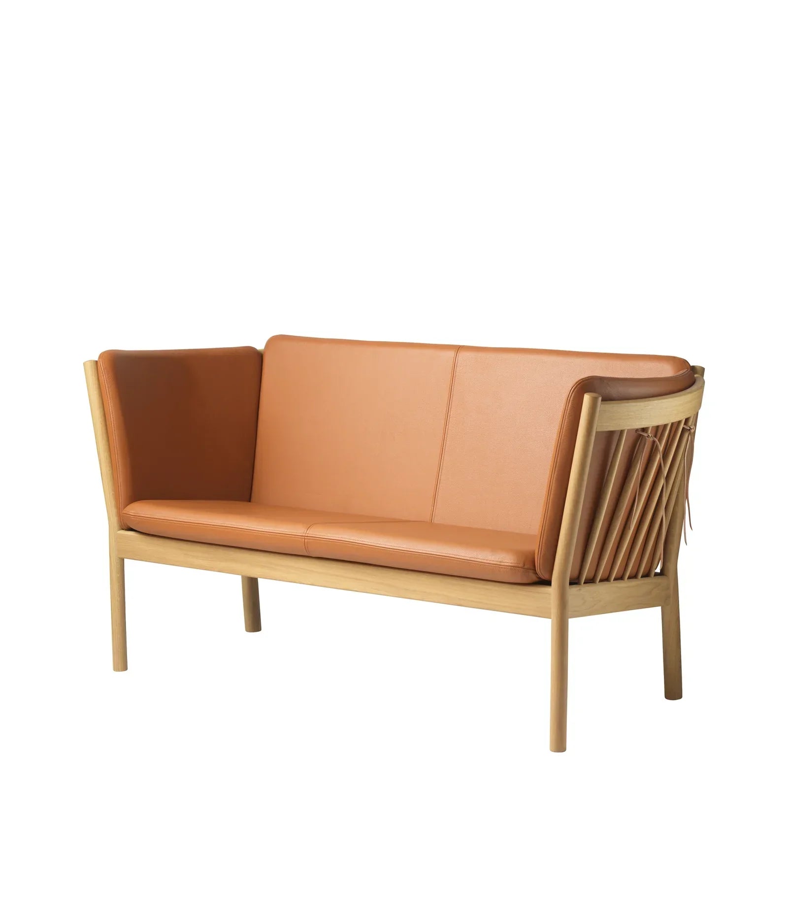 J148 2-Person Sofa — Nature Lacquered Oak/Cognac Leather