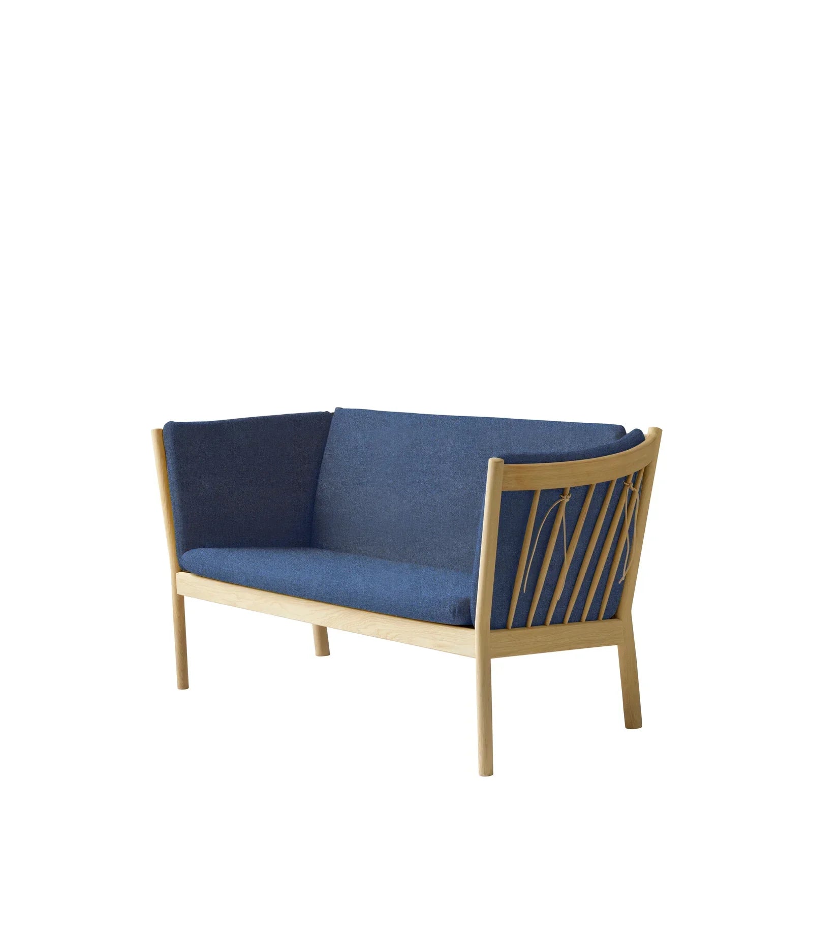 J148 2-Person Sofa — Nature Lacquered Oak/Dark Blue