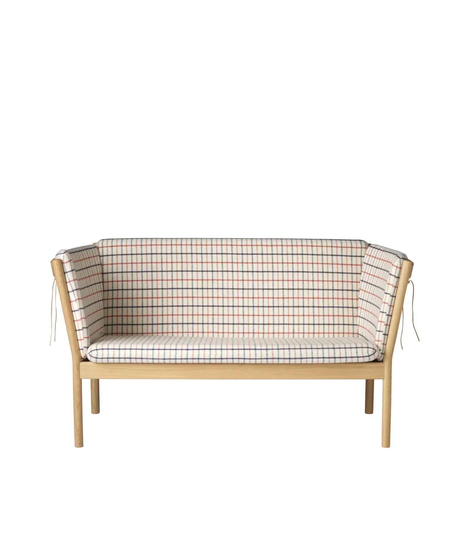 J148 2-Person Sofa — Nature Lacquered Oak/Red Wool
