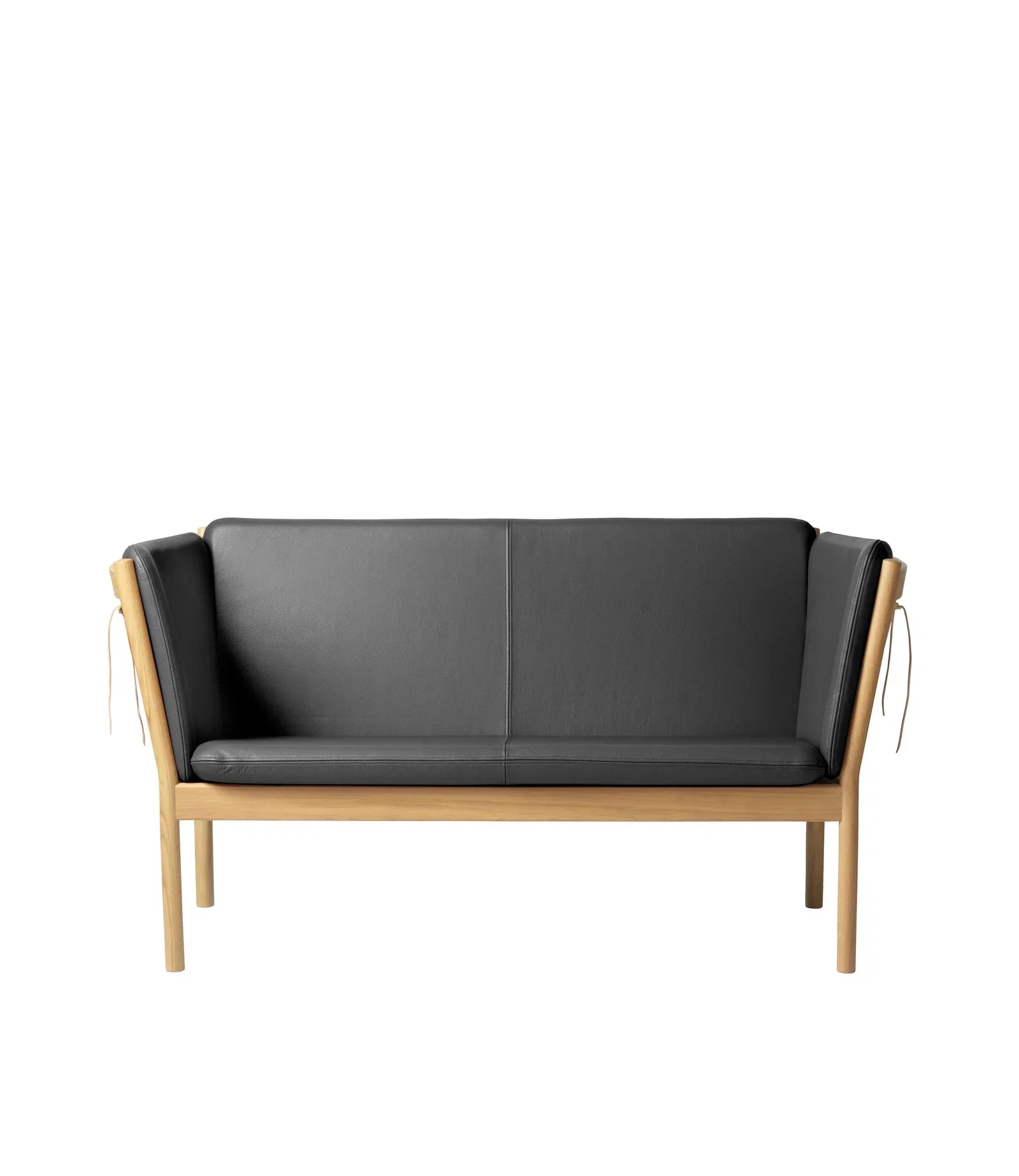 J148 2-Person Sofa — Nature Lacquered Oak/Black Leather