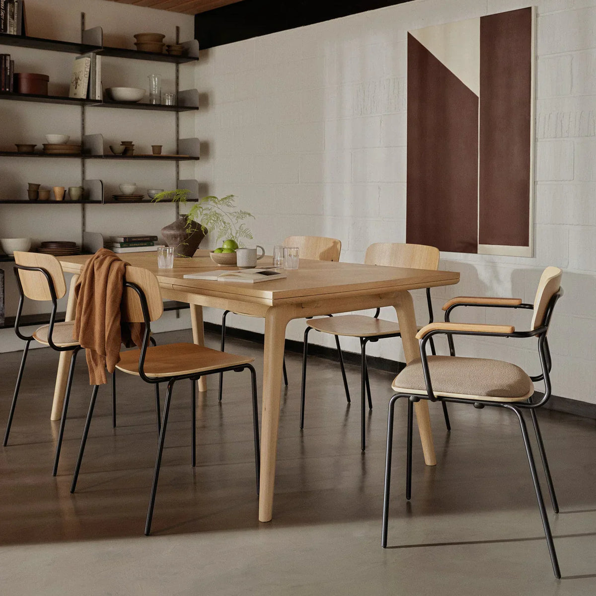 J182 Holmen Stackable Chair — Black Steel/Nature Oak Veneer — 4 Pcs.