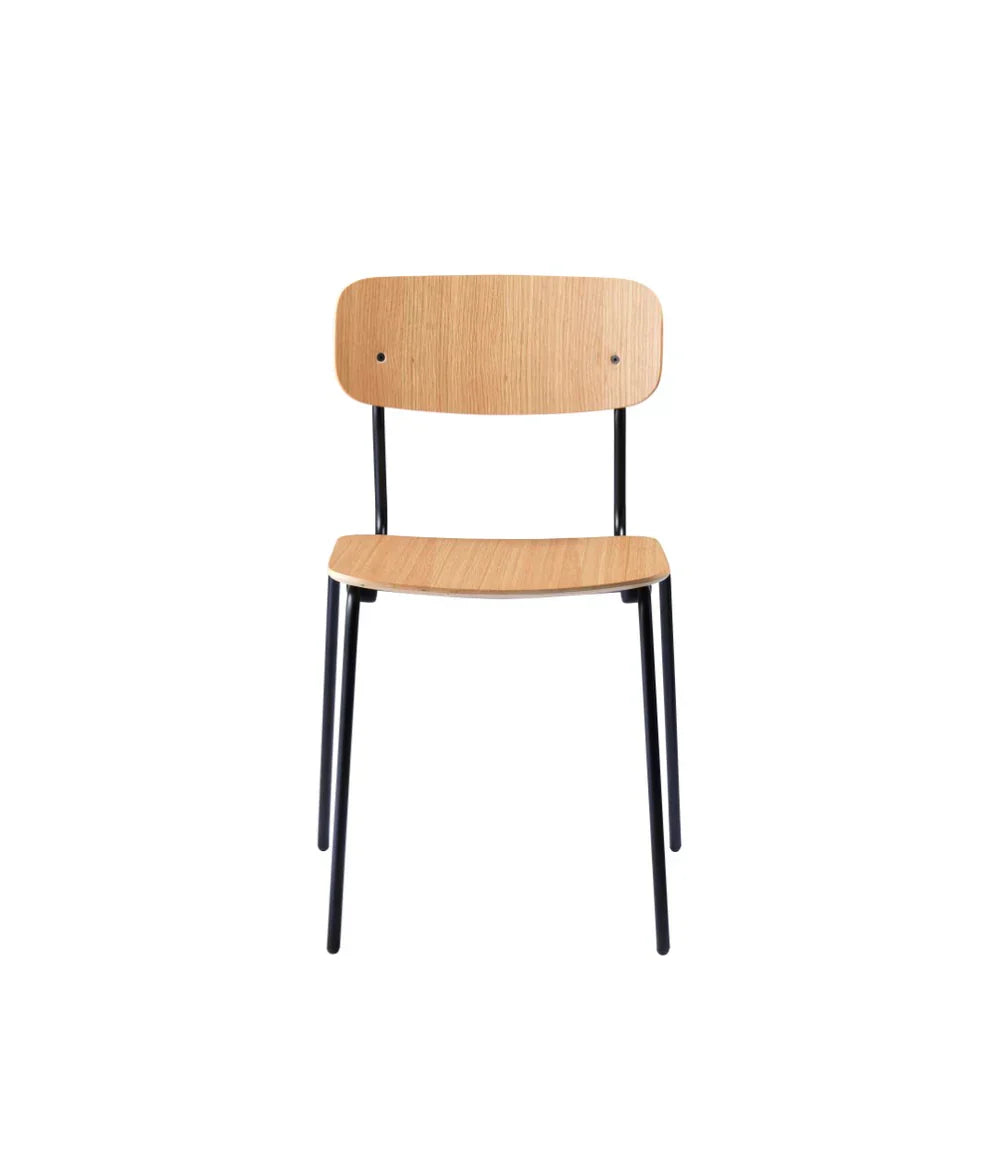 J182 Holmen Stackable Chair — Black Steel/Nature Oak Veneer — 4 Pcs.
