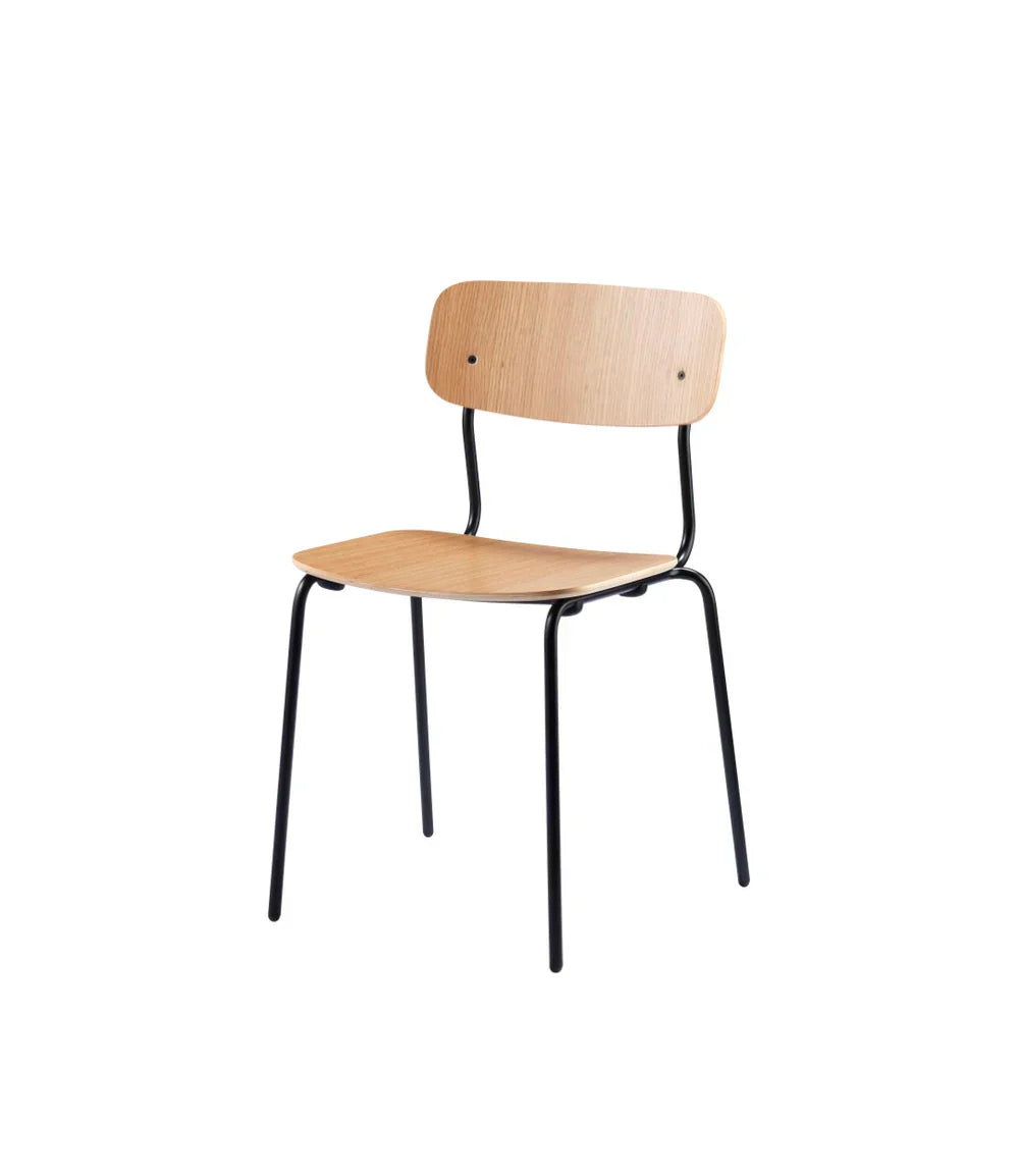 J182 Holmen Stackable Chair — Black Steel/Nature Oak Veneer — 4 Pcs.