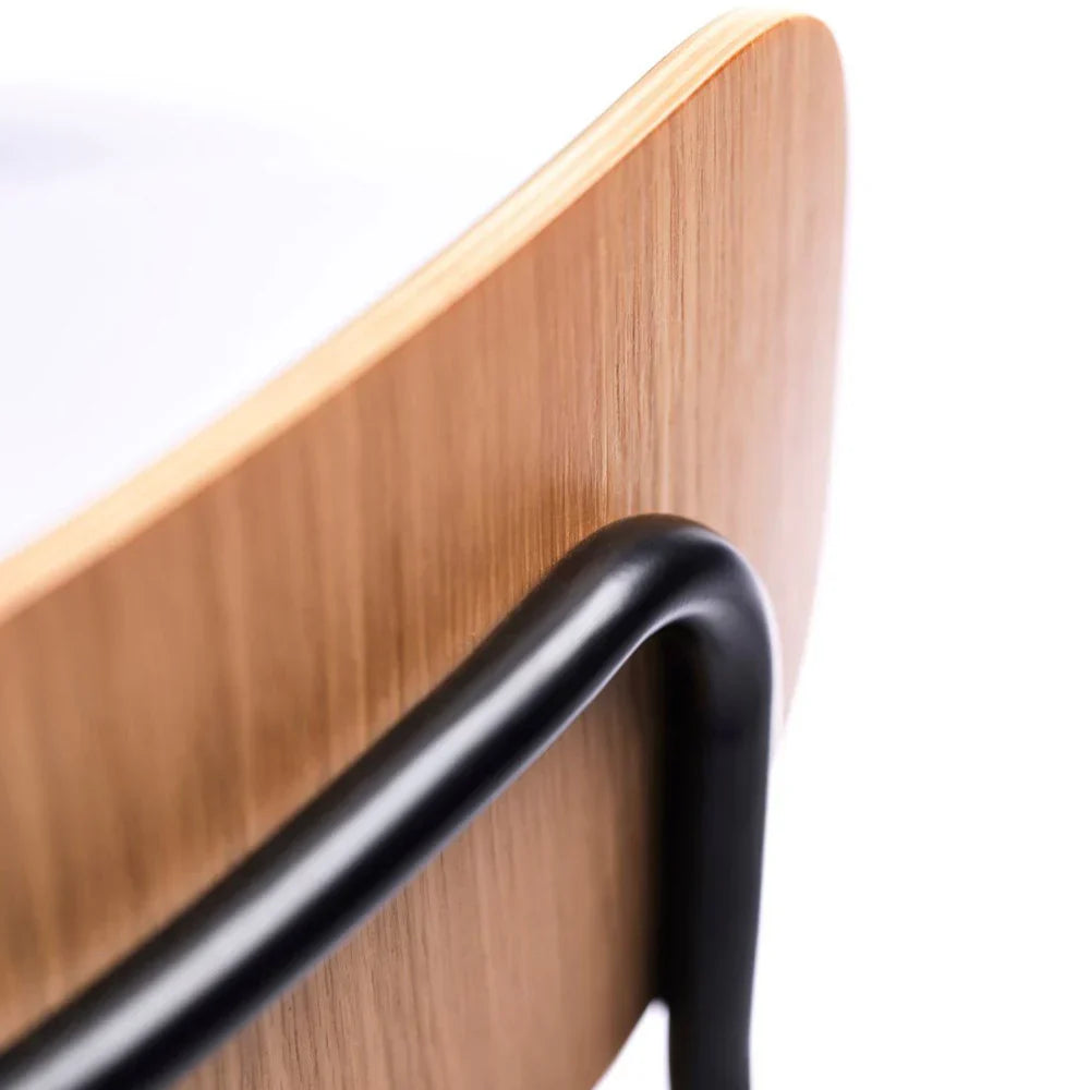 J182 Holmen Stackable Chair — Black Steel/Nature Oak Veneer — 4 Pcs.
