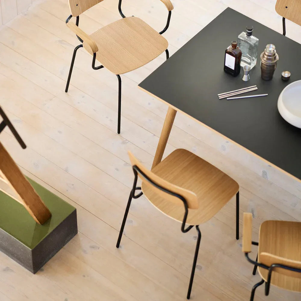 J182 Holmen Stackable Chair — Black Steel/Nature Oak Veneer — 4 Pcs.