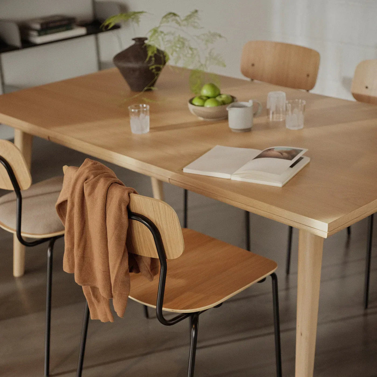 J182 Holmen Stackable Chair — Black Steel/Nature Oak Veneer — 4 Pcs.