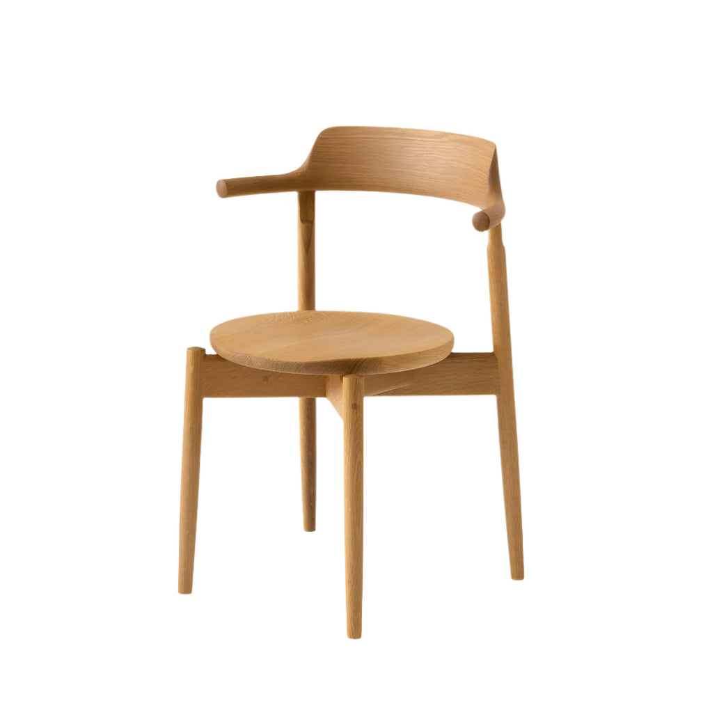Tsubura Semi Armchair โ Wood Seat