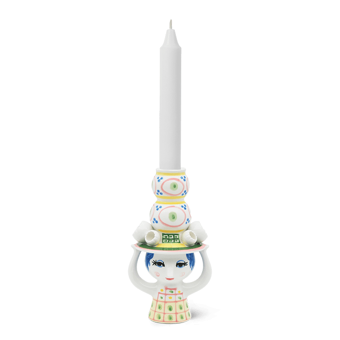 Bjørn Wiinblad Lady with Hat Candleholder — Yellow 6.3"