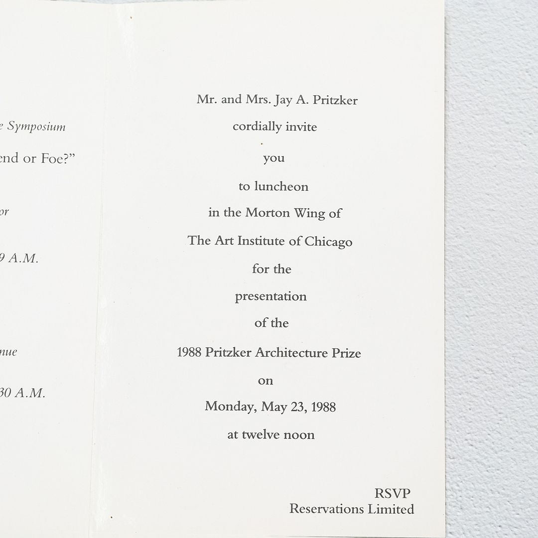 Pritzker Architecture Prize Program and Invitation