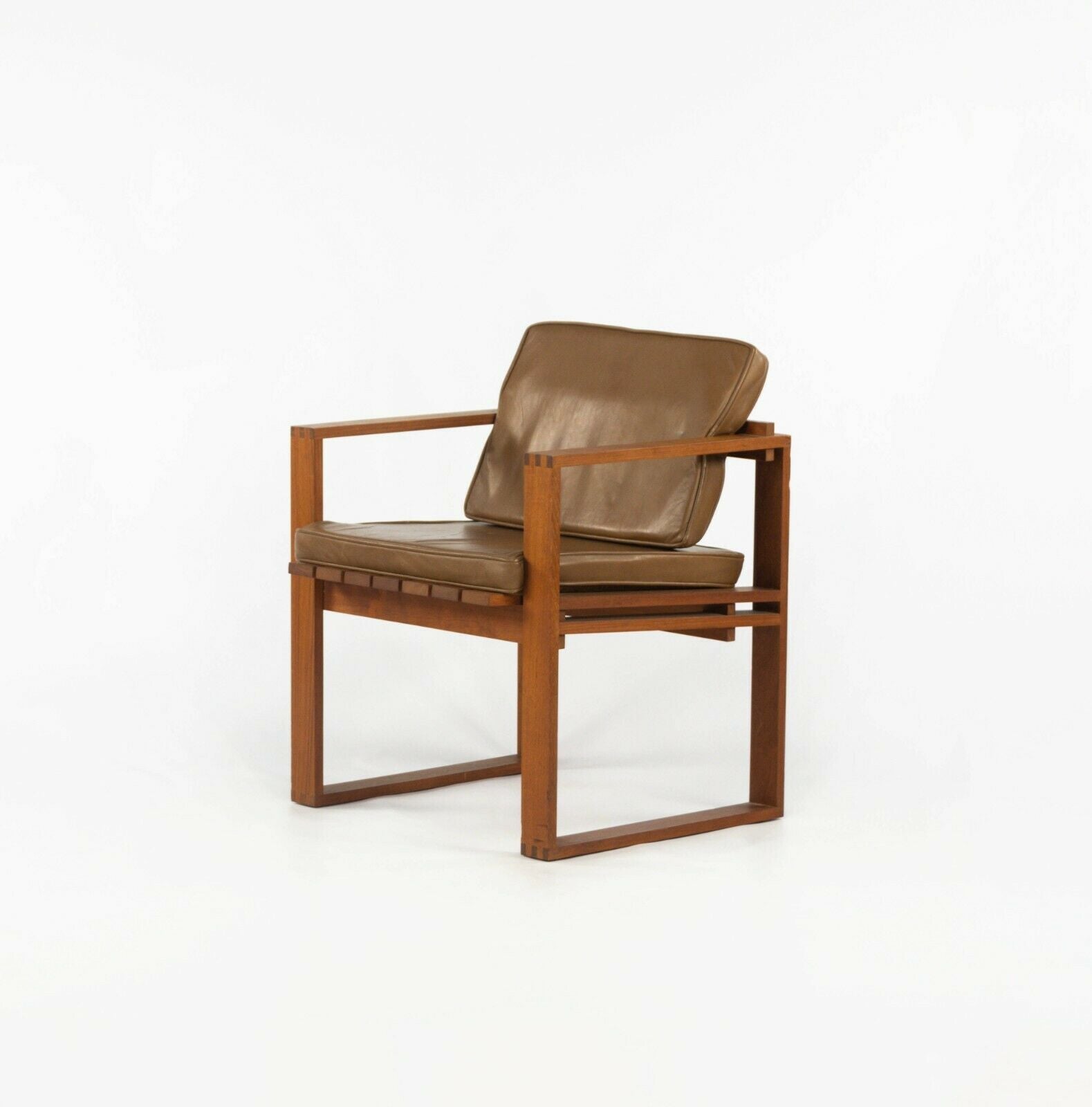 Teak Slat-Seat Armchairs