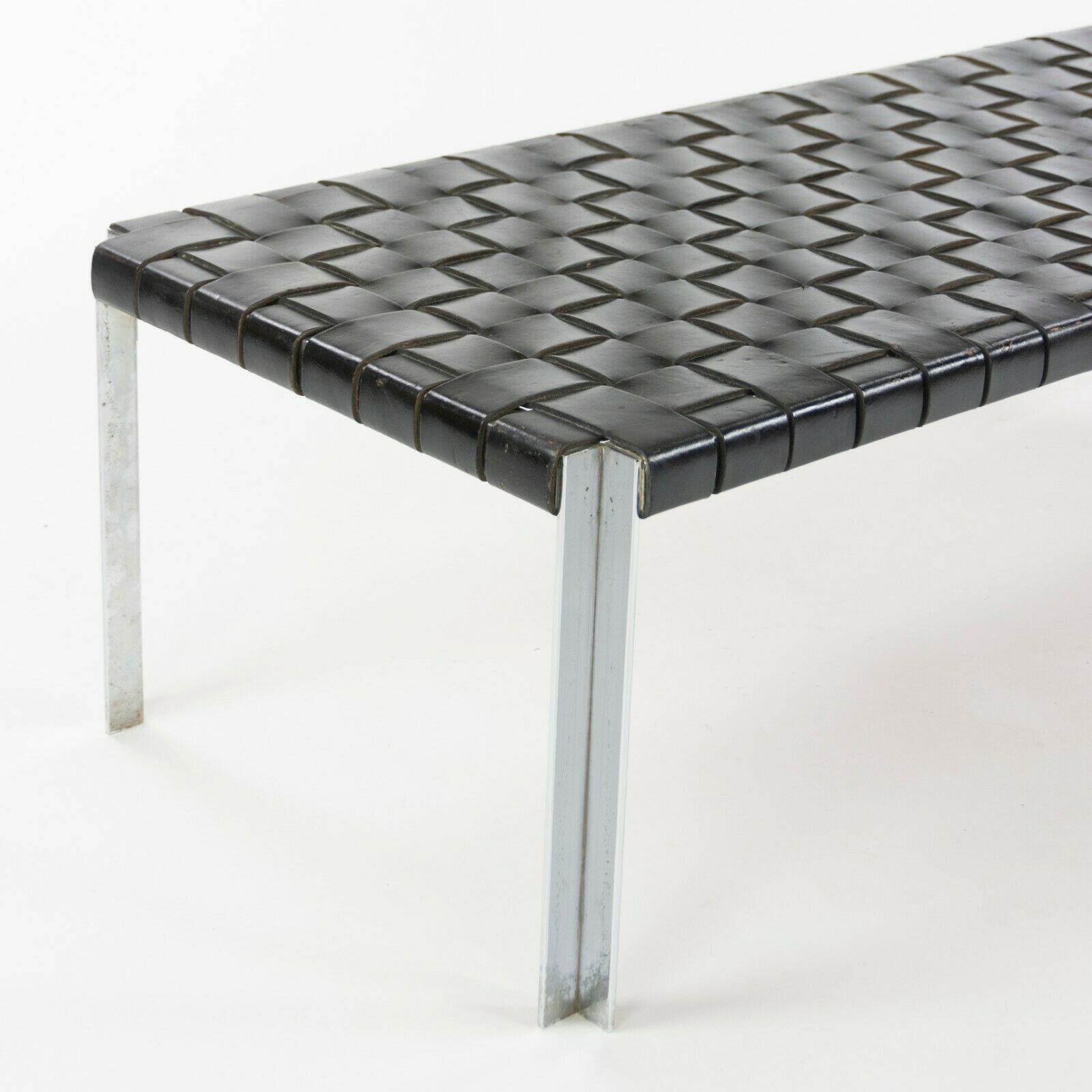 Woven Leather Bench