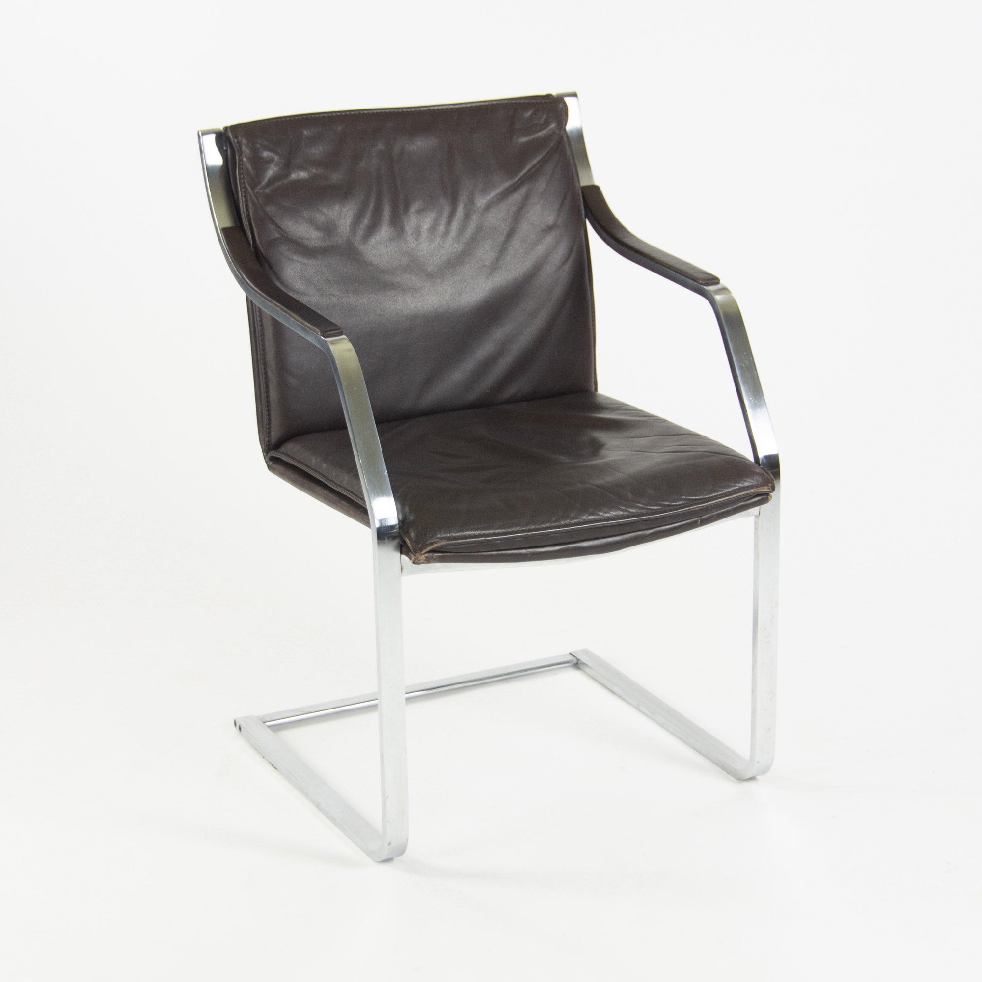 Rudolf B. Glatzel Vintage Walter Knoll Art Collection Leather and Stainless Chair - Rarify Inc.