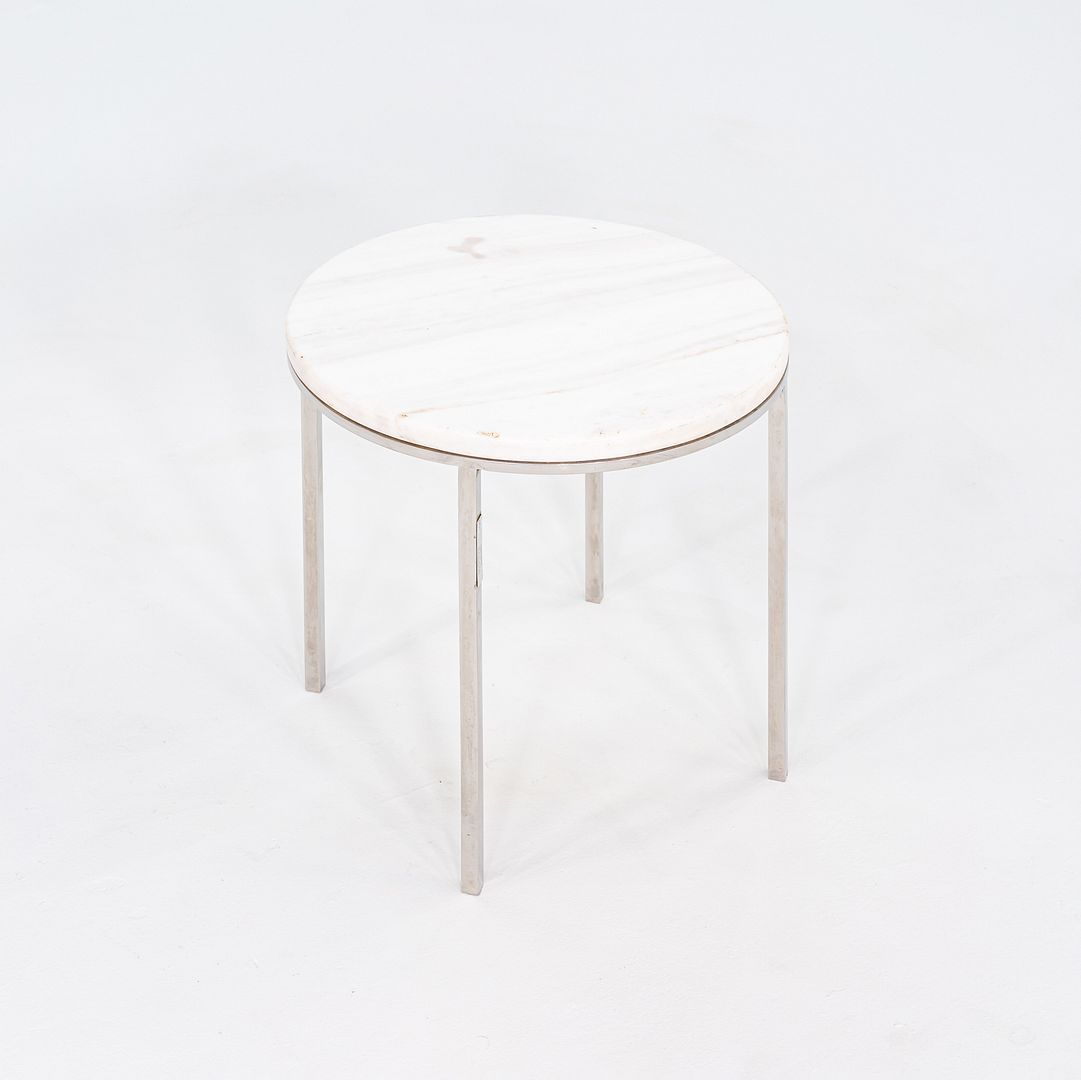 Round Steel and Marble Side Table