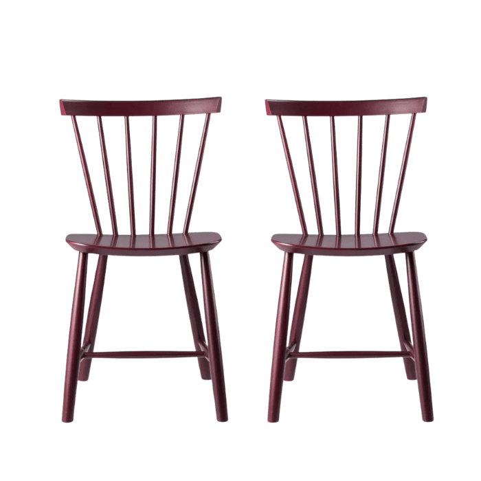 J46 Dining Chair — Black Red Painted Beech — Set of 2