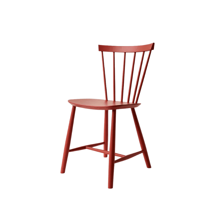J46 Dining Chair — Coral Red Painted Beech