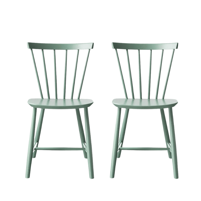 J46 Dining Chair — Dusty Green Painted Beech — Set of 2