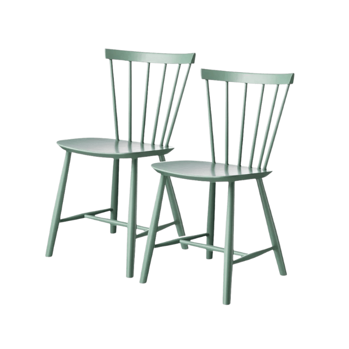 J46 Dining Chair — Dusty Green Painted Beech — Set of 2