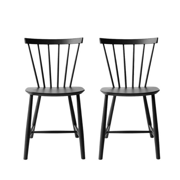 J46 Dining Chair — Jet Black Painted Beech — Set of 2