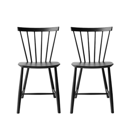 J46 Dining Chair — Jet Black Painted Beech — Set of 2