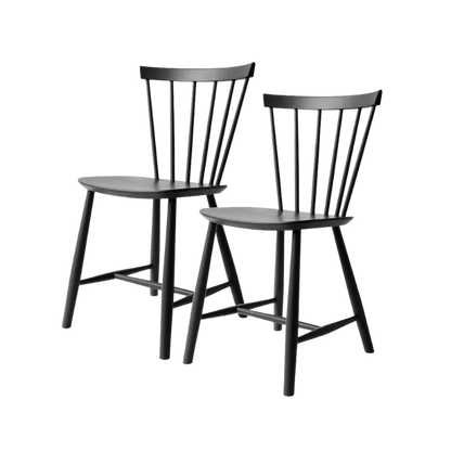 J46 Dining Chair — Jet Black Painted Beech — Set of 2