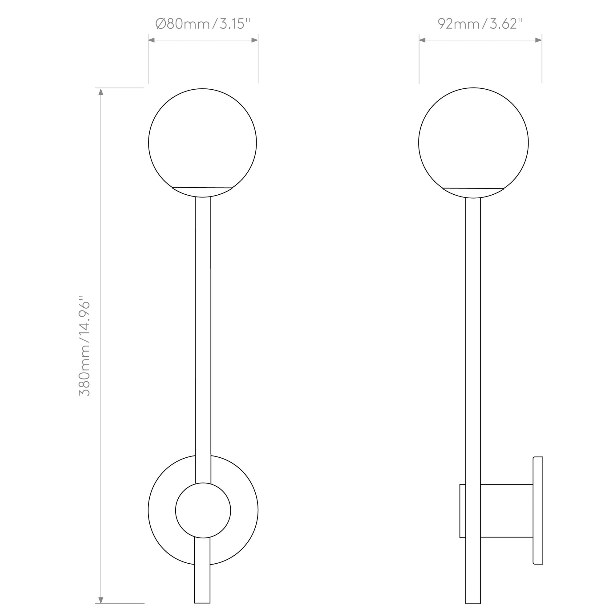 Orb Single Bathroom Wall Lamp