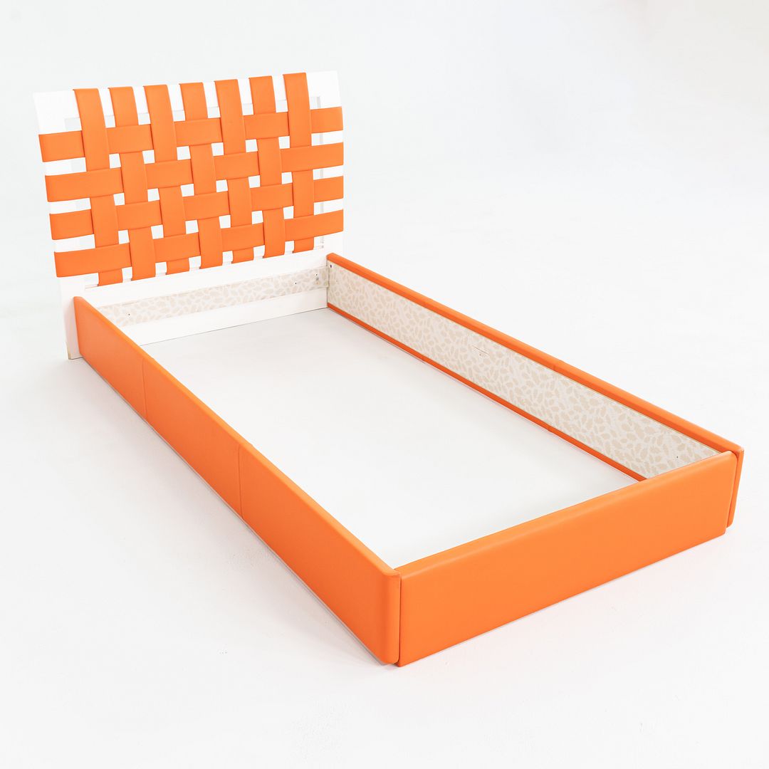 Woven Leather Twin Bed