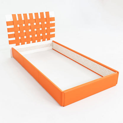 Woven Leather Twin Bed