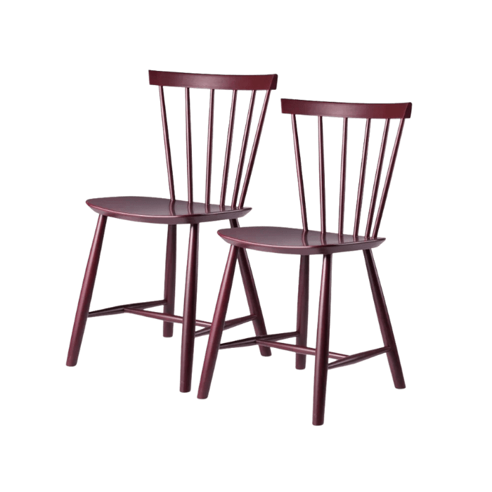 J46 Dining Chair — Black Red Painted Beech — Set of 2