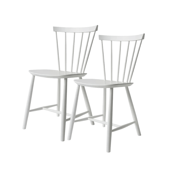 J46 Dining Chair — Pure White Painted Beech — Set of 2