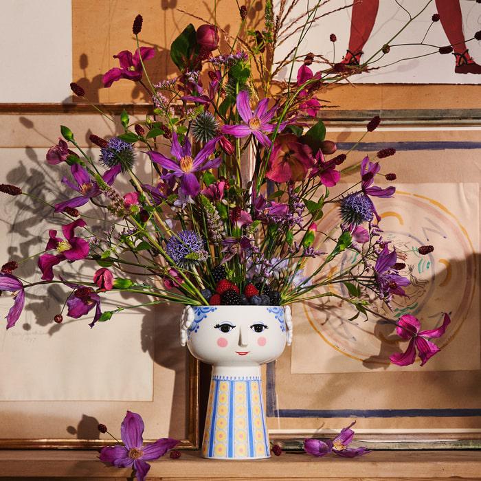 Bjørn Wiinblad Eva Vase — Light Blue/Yellow