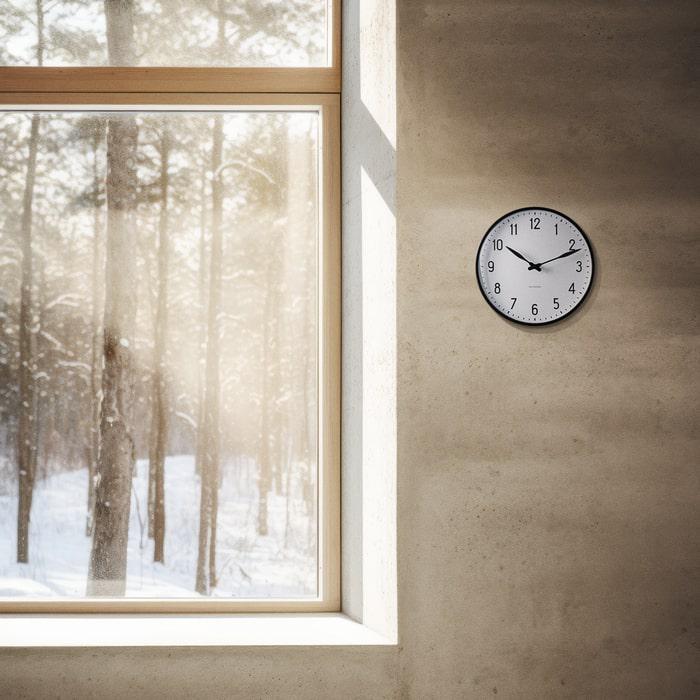 Arne Jacobsen Station Wall Clock — Medium White/Black