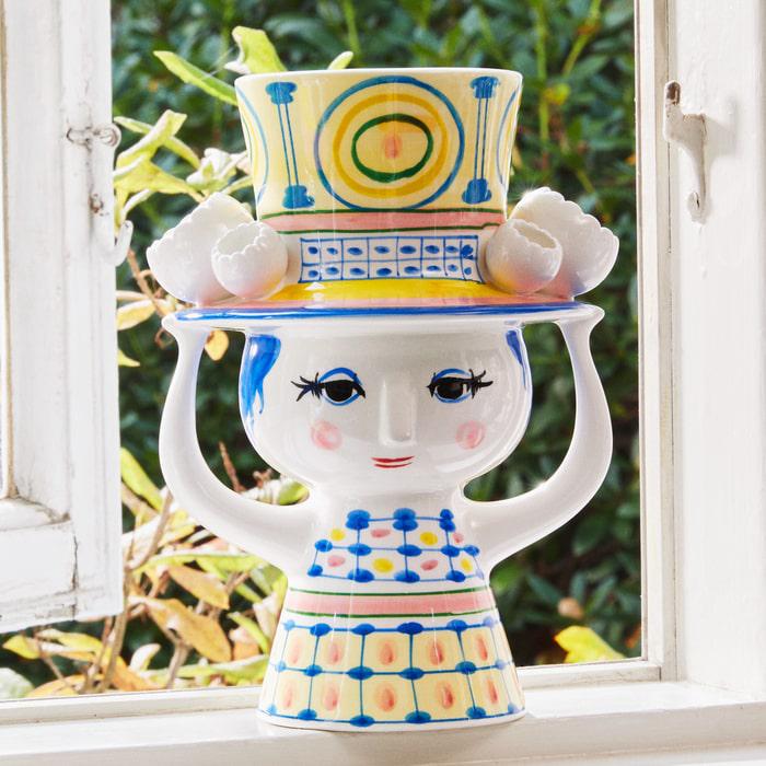 Bjørn Wiinblad Lady with Hat Vase — Blue