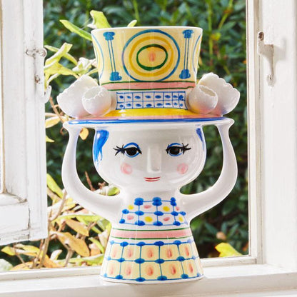 Bjørn Wiinblad Lady with Hat Vase — Blue