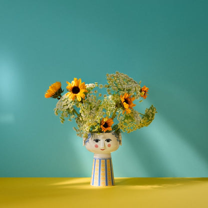 Bjørn Wiinblad Eva Vase — Light Blue/Yellow